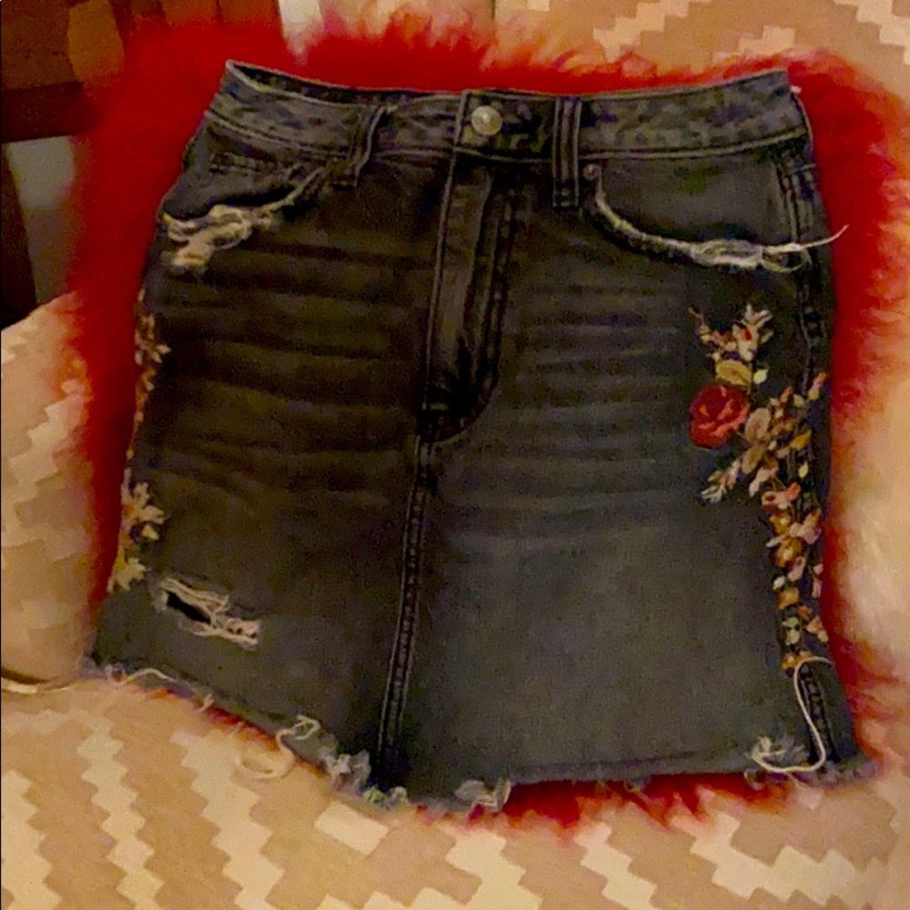 Abercrombie and Fitch Embroidered Denim Skirt